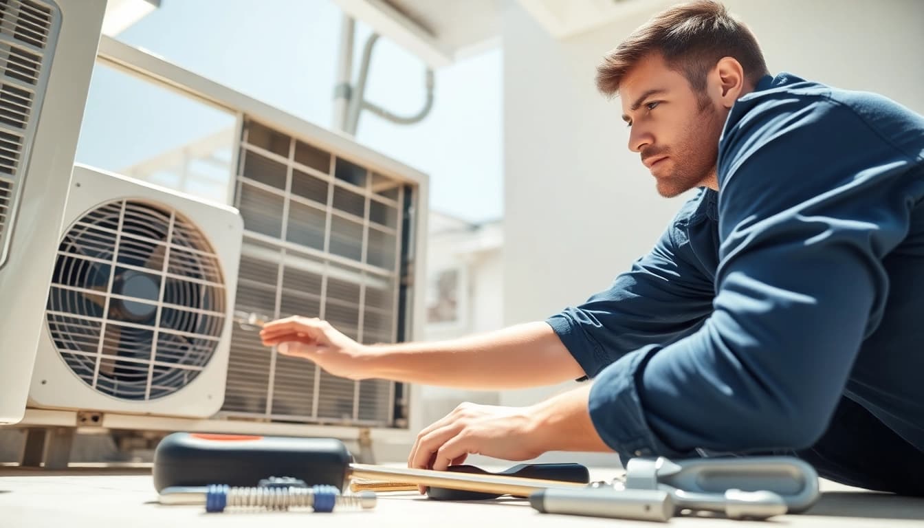 Expert air conditioning repair technician in Tampa performing repair work.