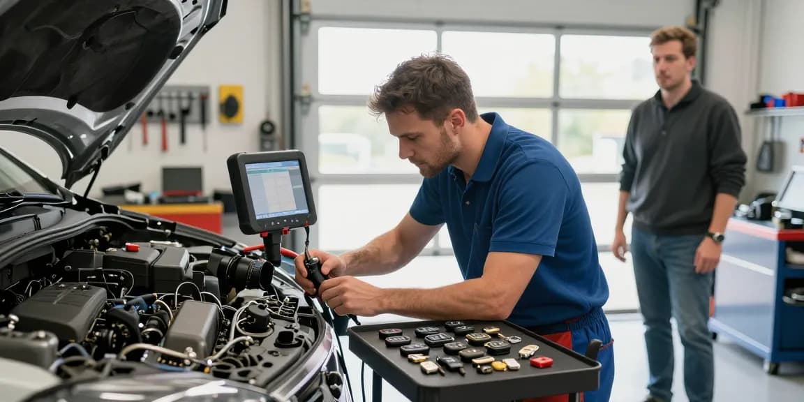 Experienced locksmith repairing an autosleutel in South Holland.