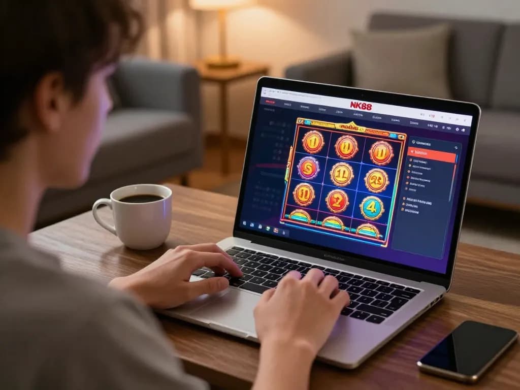 Play dynamic games at nk88 com with engaging online casino interface in a cozy home setting.