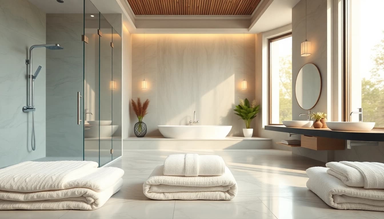 Experience elegant showers au in a beautifully designed modern bathroom with sleek fixtures.