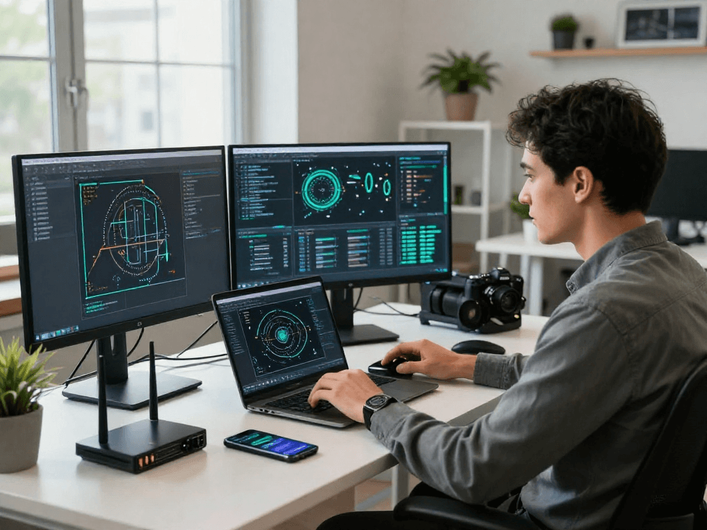 ROKOK88 alternatif: Technology workspace with a system administrator analyzing server performance metrics.