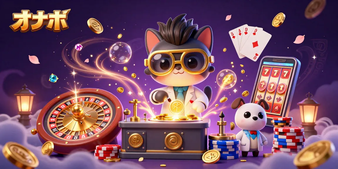 Experience the excitement of オナホ amidst flying coins, dynamic casino elements, and vibrant colors in this 3D illustration.