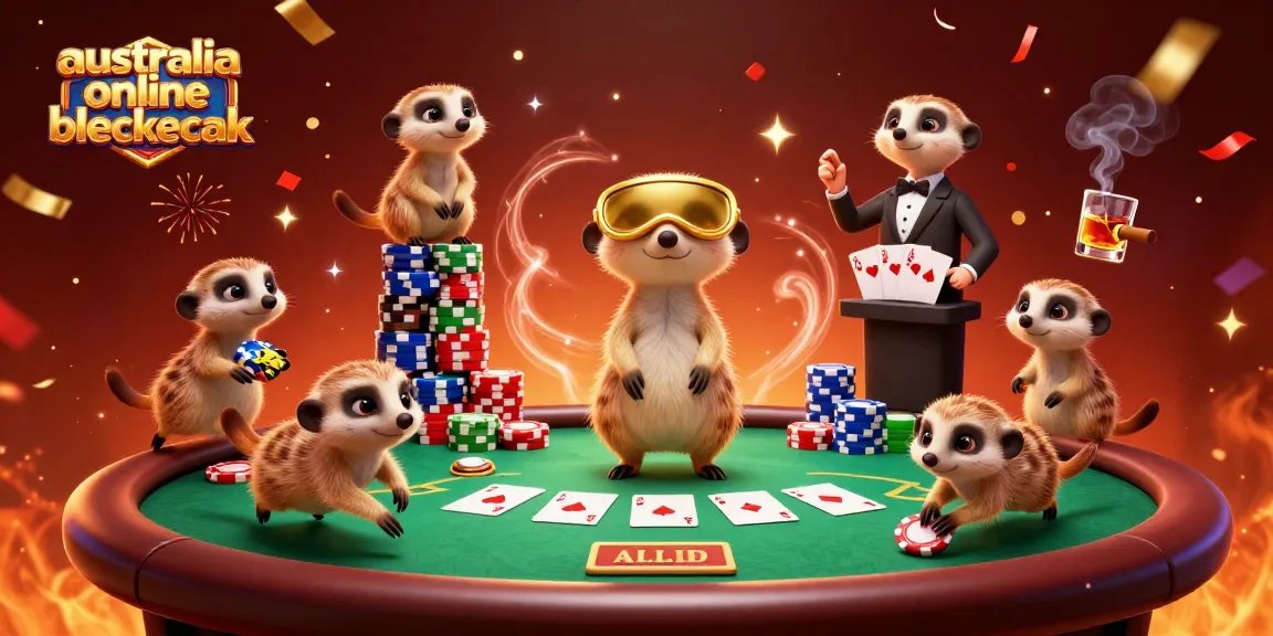 Experience australia online blackjack excitement with meerkats managing a vibrant casino scene.