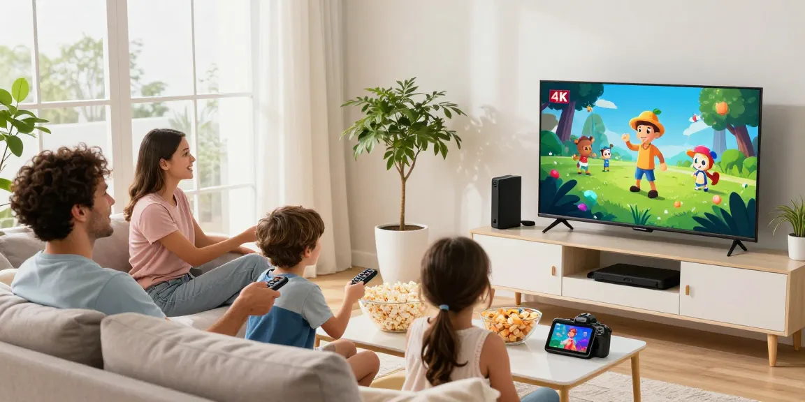 Enjoying IPTV-aanbieders.com service in a cozy family living room.
