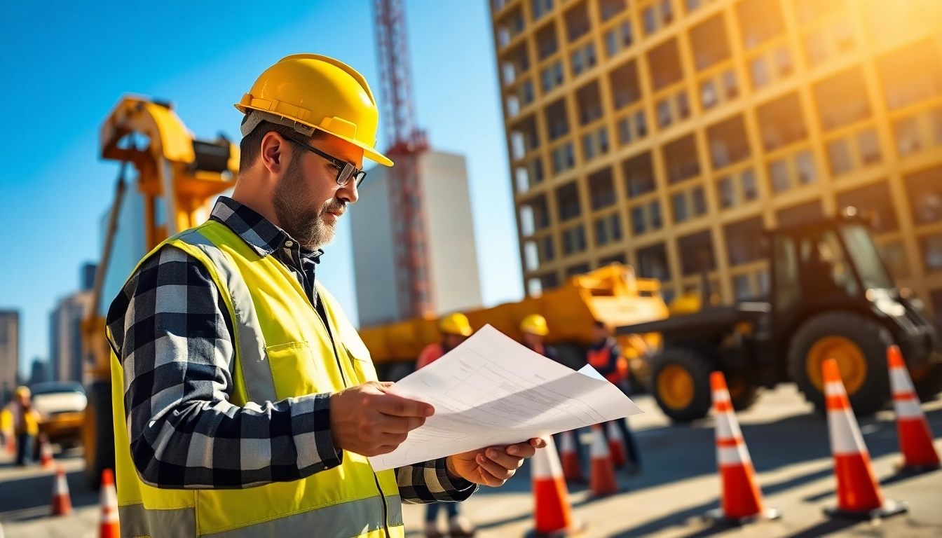 New York City Commercial General Contractor overseeing a busy construction site in Manhattan.