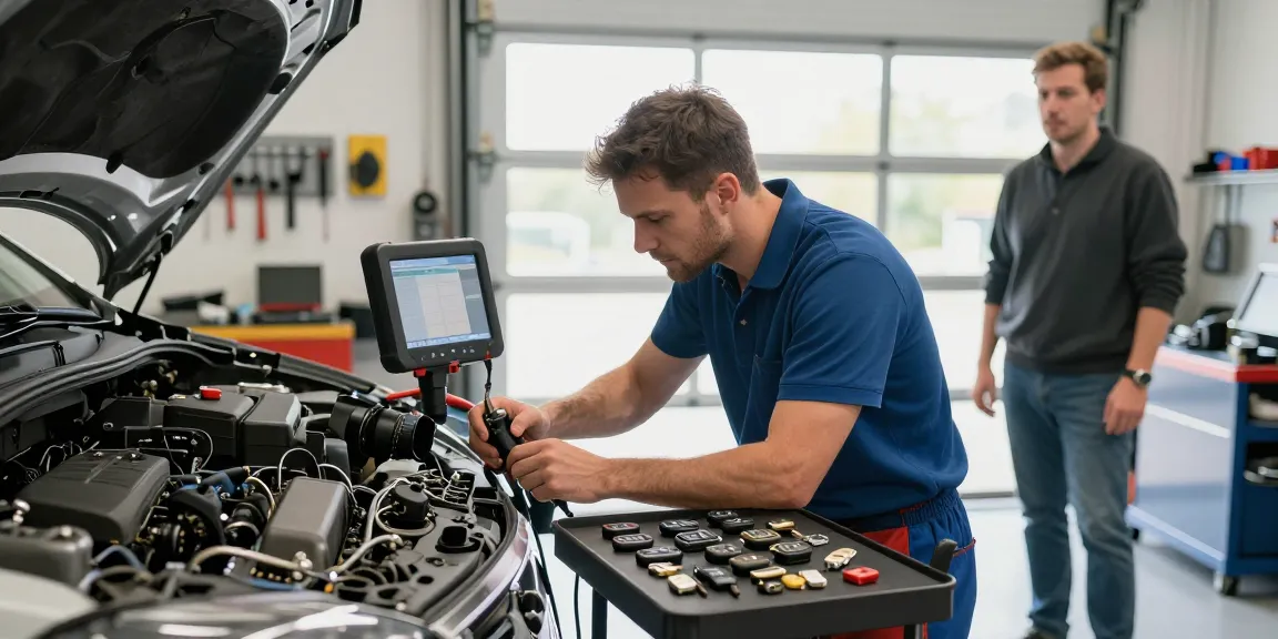 Experienced locksmith repairing an autosleutel in South Holland.