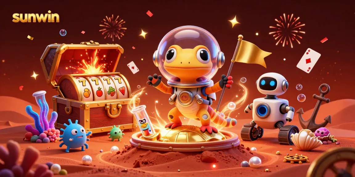 Experience the excitement of sunwin with a Martian gecko discovering a golden casino!