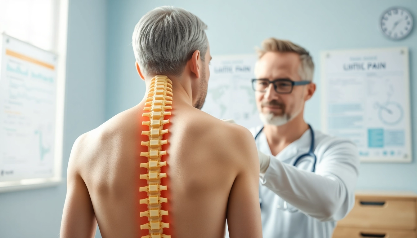 Understanding back pain causes, a physiotherapist analyzes a patient's back in a bright clinic.