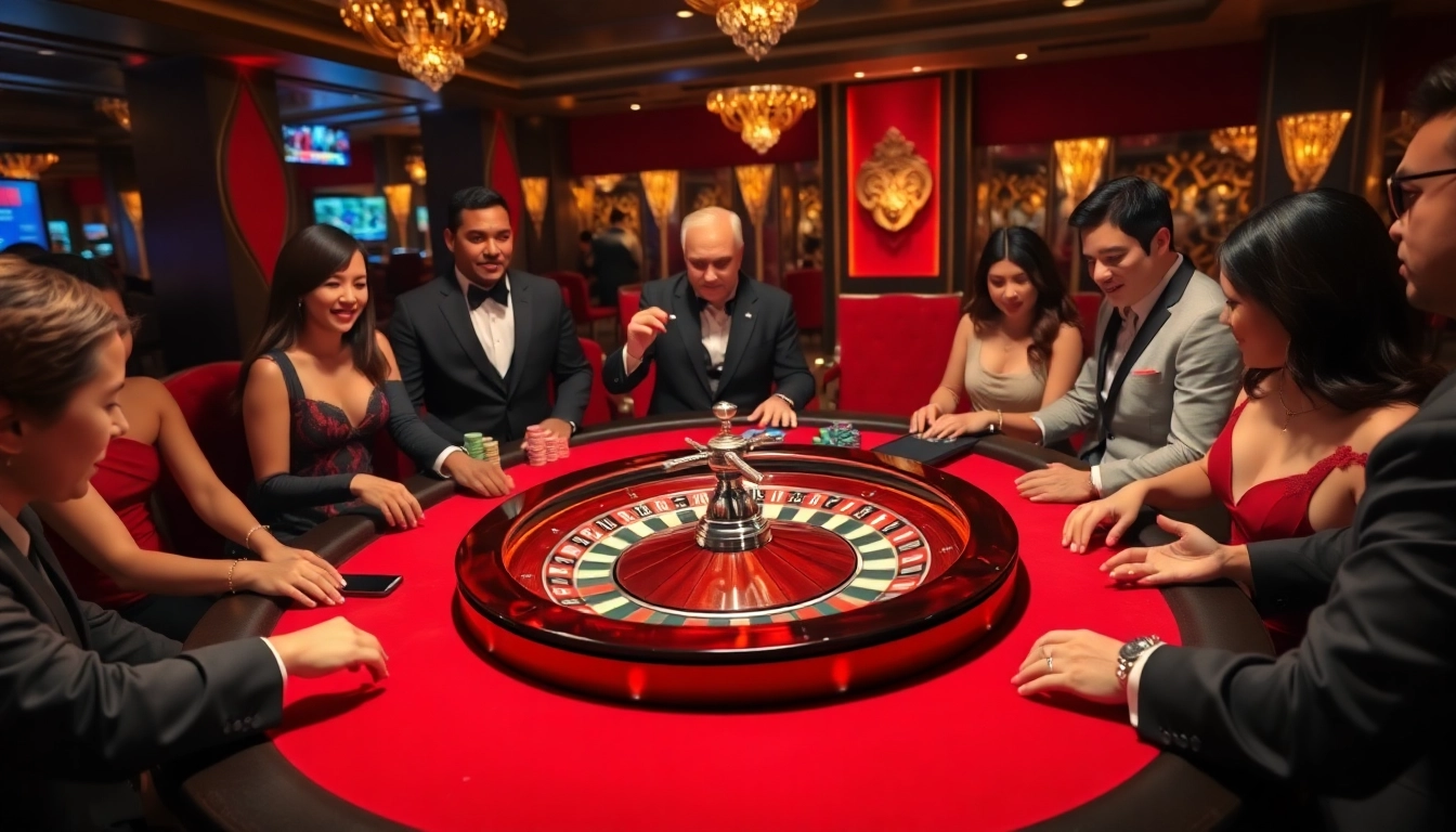 Experience thrill at https://rr88c.mobi/ with a vibrant casino scene featuring a lively roulette table.