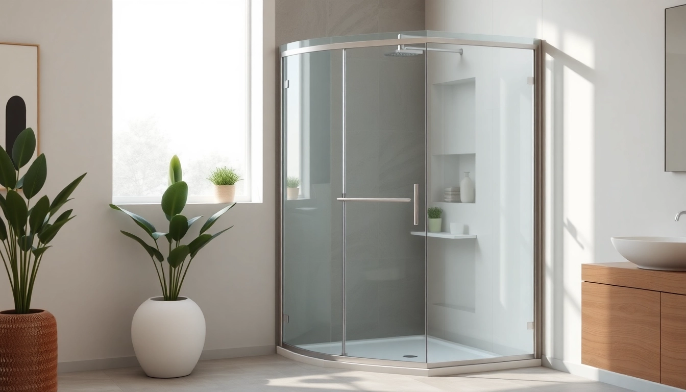 Elegant shower screen sliding door enhancing a modern bathroom with natural light.