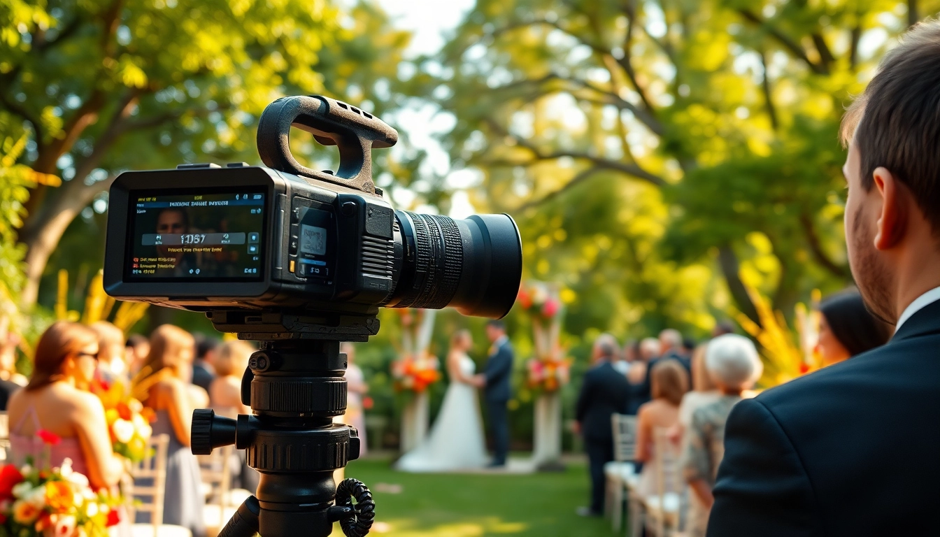 Capture of event videography services showcasing a professional videographer at a wedding.