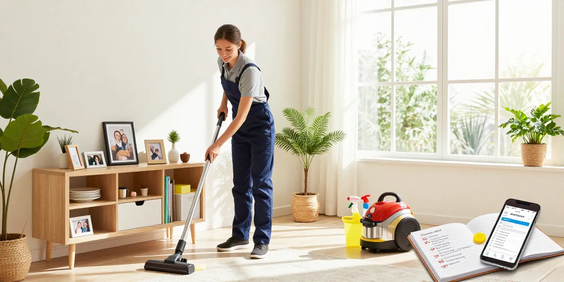Professional cleaner showcasing effective cleaning solutions at home, emphasizing reinigungsfirma schweiz services.