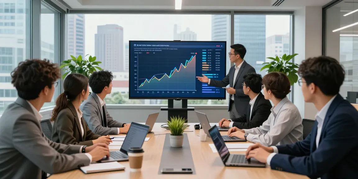 A collaborative team meeting showcasing a jv funding program strategy with diverse professionals discussing financial analytics.