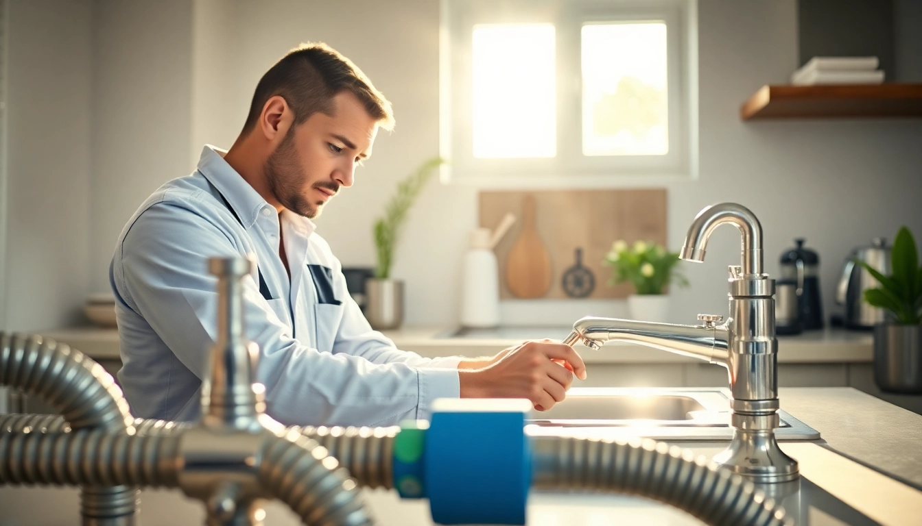 Trustworthy plumber near me repairing a sink in a bright kitchen.