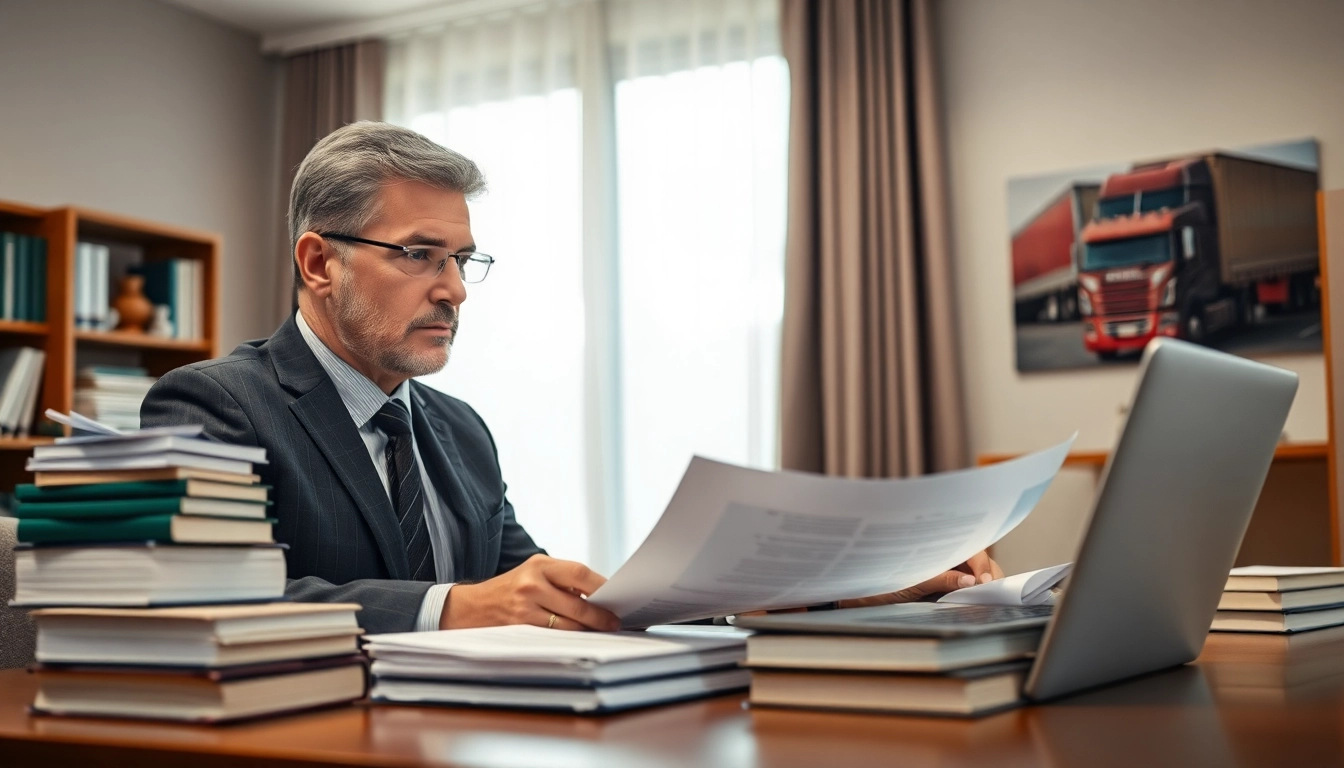 Clearwater truck accident lawyer consulting in a professional office setting detailing client care.