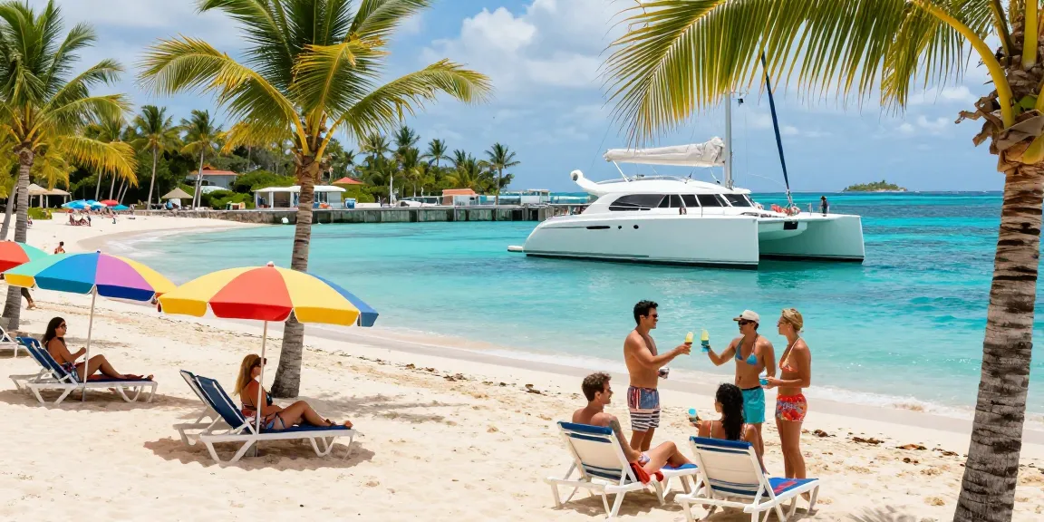 Exciting yacht rental Punta Cana experience with group enjoying luxury catamaran.