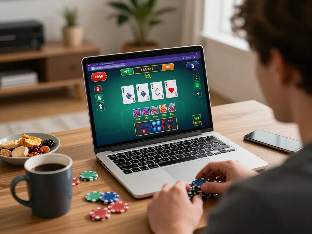 Player engaging in blackjack online via 88xeng platform with focused ambiance and strategic gameplay.