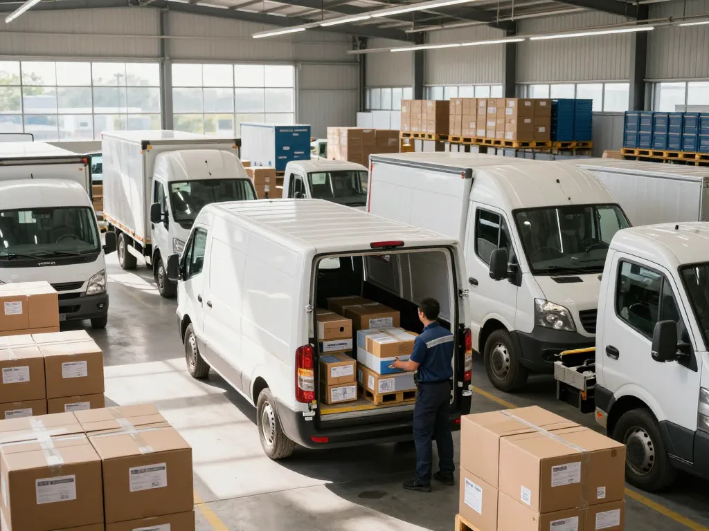 Logistics vehicle loading scene highlighting time-critical transport efficiency.