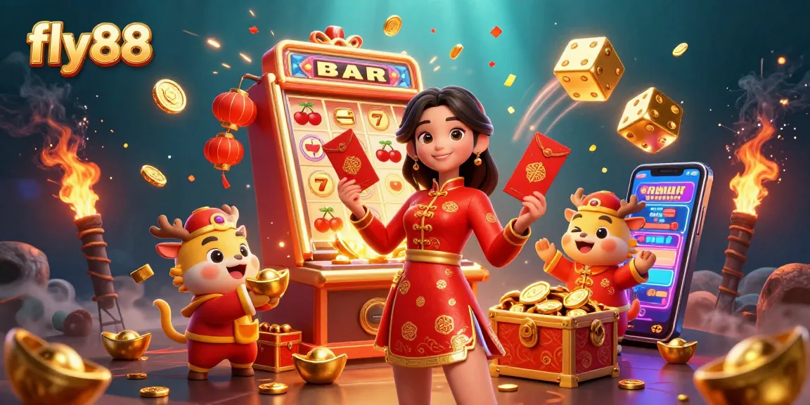 Experience the excitement at fly88 with stunning casino visuals and a vibrant Lunar New Year theme.