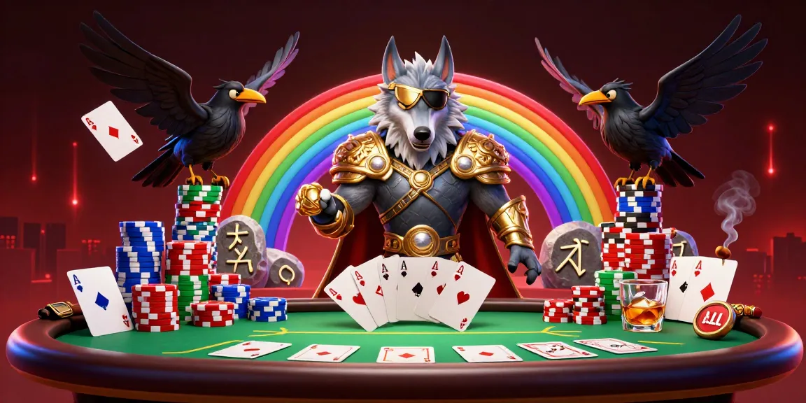 Engage in exciting games at good88 with a spectacular 3D casino scene featuring Odin and ravens.