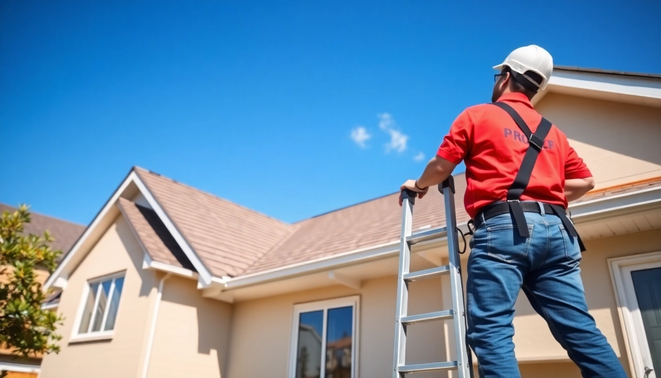 Roofing contractor inspecting a rooftop, exemplifying quality craftsmanship and safety.