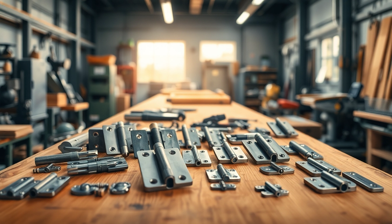 Hinge Supplier showcasing various high-quality hinges in a professional workspace.