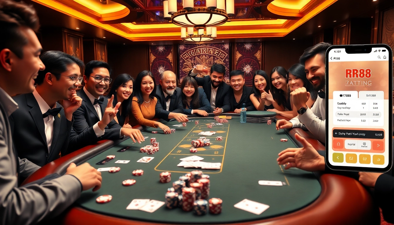 Gambling with excitement at a high-stakes poker table while using the RR88 App.