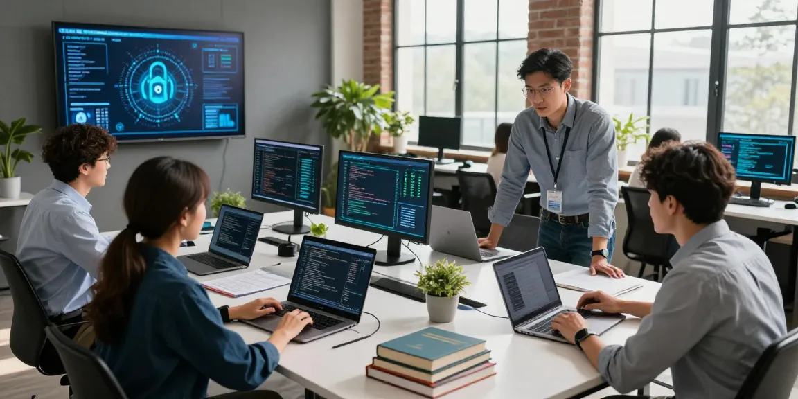 Engineers collaborating on a pc optimizer tool for effective cybersecurity in a modern office setting.