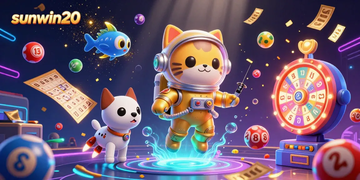 Experience thrilling gameplay with sunwin20 as a cat astronaut and robot dog explore a vibrant casino universe.