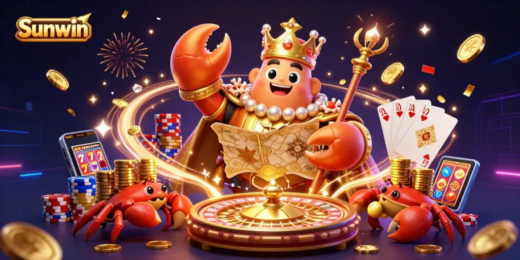 Experience thrilling gameplay at Sunwin with a golden crab emperor, playful gems, and high-stakes action.